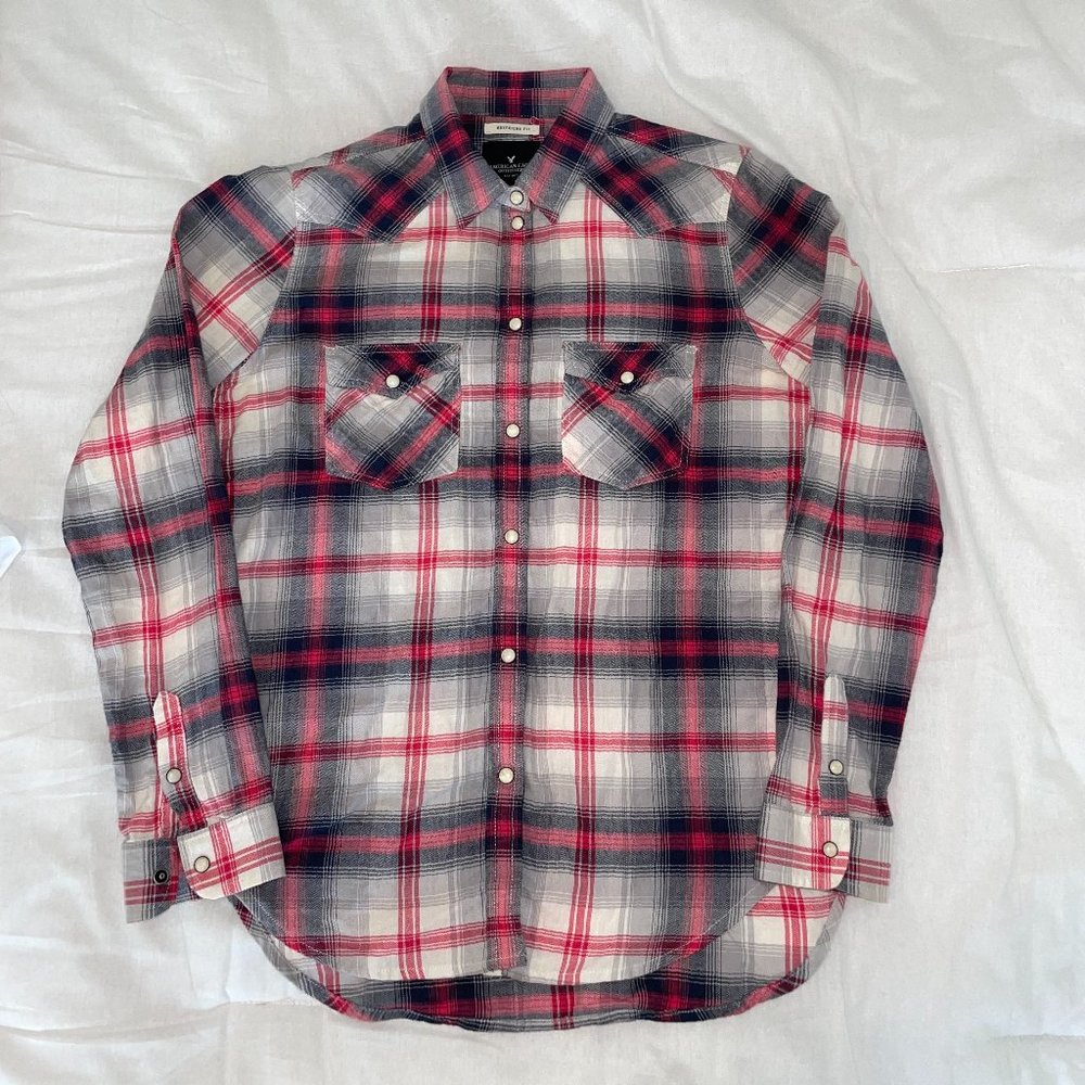 American Eagle Western Plaid Shirt